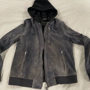 All Saints Troy Suede Bomber Jacket